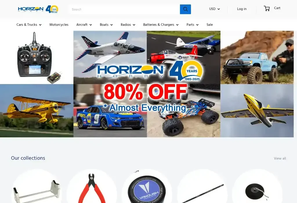 Screenshot of Non-Delivery scam website "Horlzonhobby.shop"