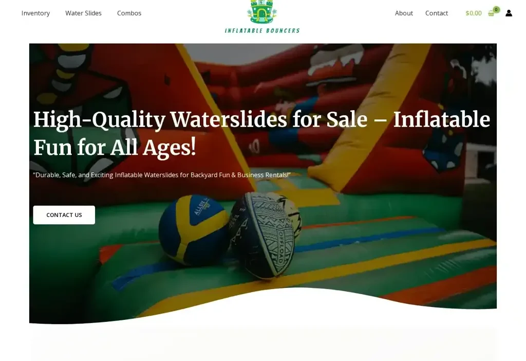 Screenshot of Non-Delivery scam website "Inflatablebouncerstore.com"