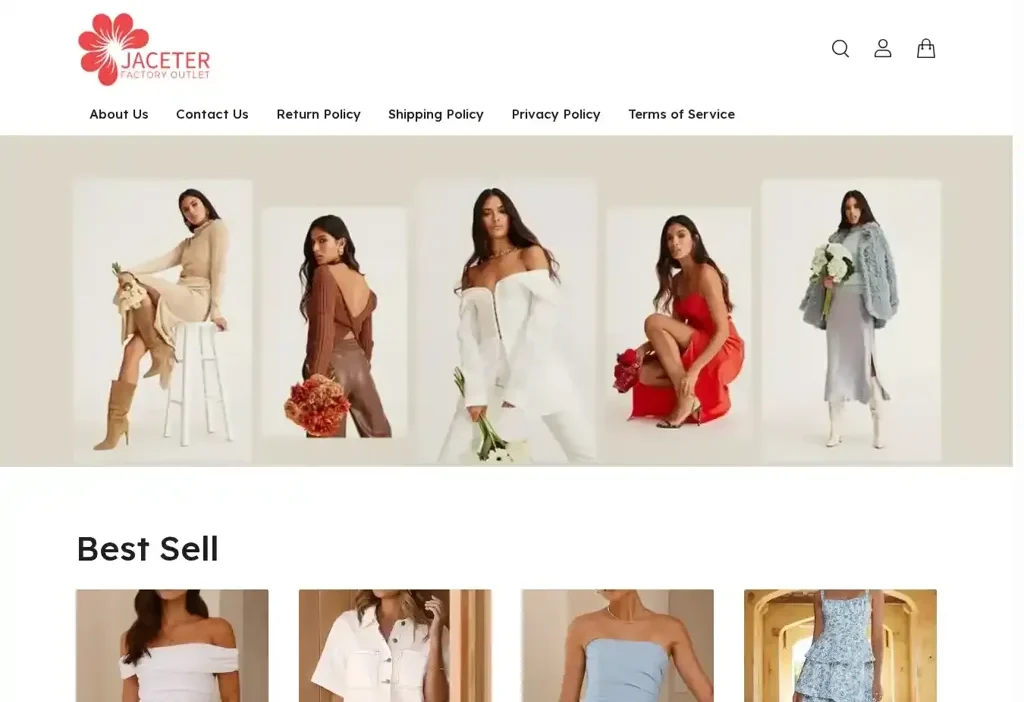 Screenshot of Non-Delivery scam website "Jaceter.com"