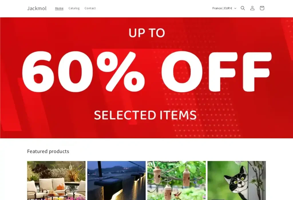 Screenshot of Non-Delivery scam website "Jackmol.com"