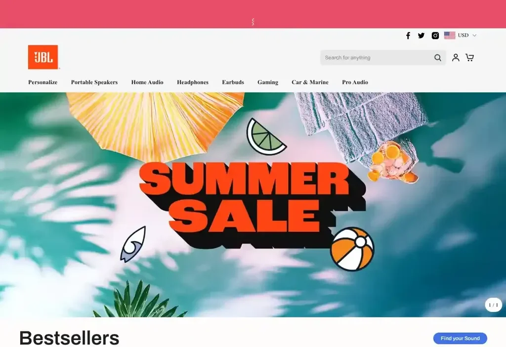 Screenshot of Non-Delivery scam website "Jbl-sale.com"