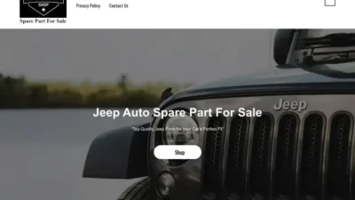 Screenshot of Non-Delivery scam website "Jeepautosparepartsforsale.com"