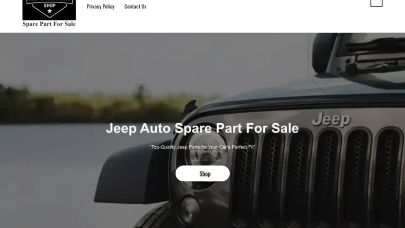 Screenshot of Non-Delivery scam website "Jeepautosparepartsforsale.com"