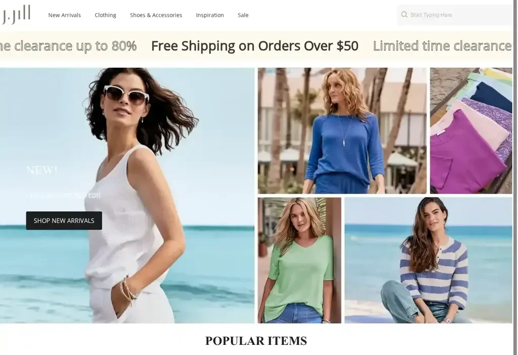 Screenshot of Non-Delivery scam website "Jjillsale.com"