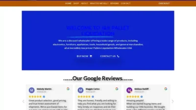 Screenshot of Liquidation scam website "Jkliquidationspallet.com"