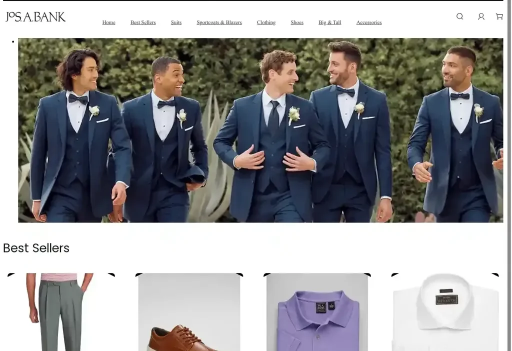 Screenshot of Non-Delivery scam website "Josbankus.com"