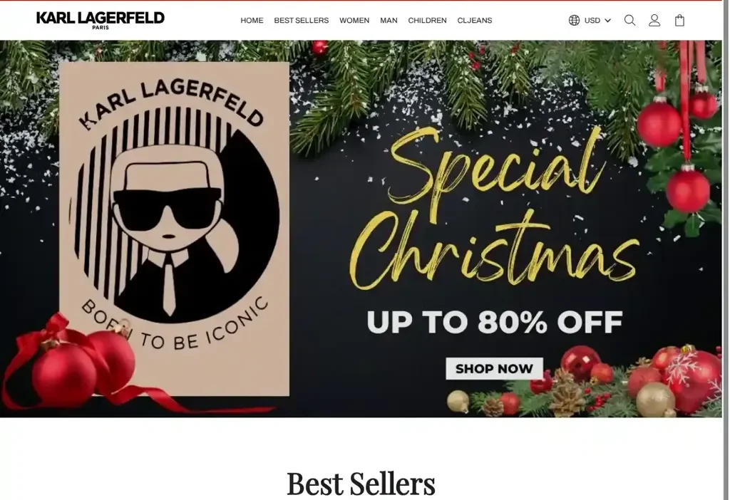 Screenshot of Non-Delivery scam website "Kalagerfeld.com"