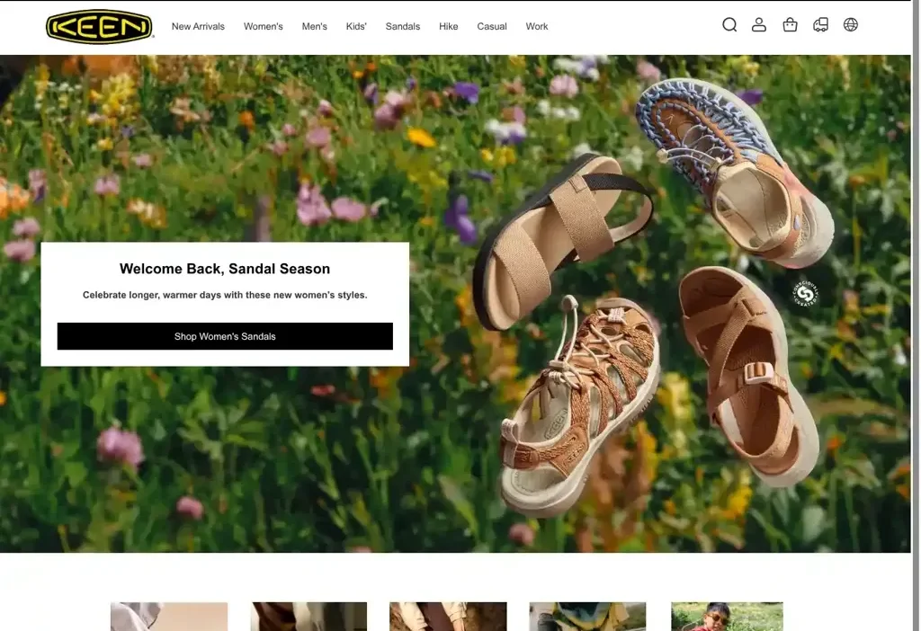 Screenshot of Non-Delivery scam website "Keenfootwear-us.com"