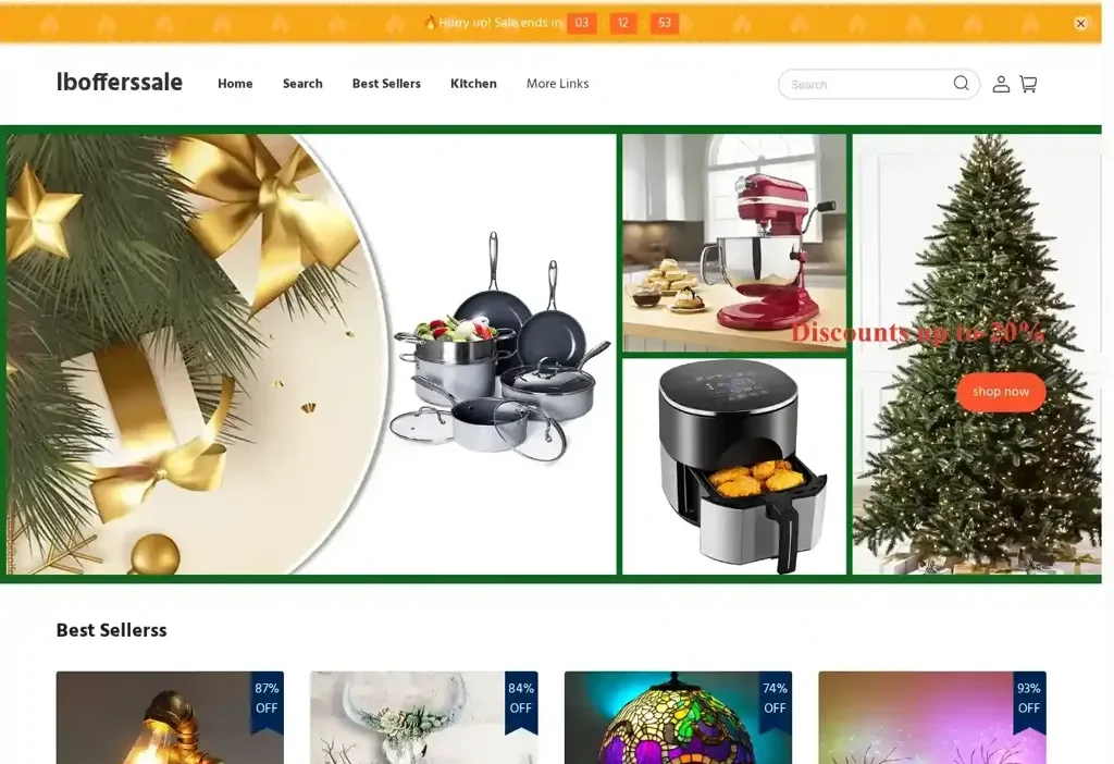 Screenshot of Non-Delivery scam website "Lbofferssale.com"