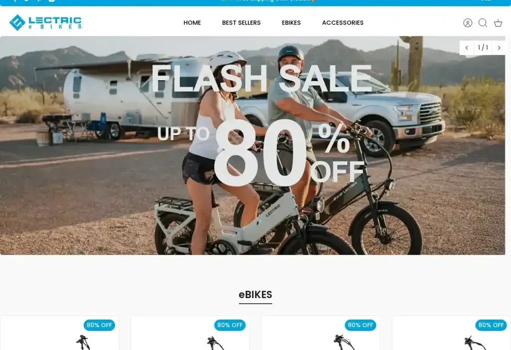 Screenshot of Non-Delivery scam website "Lectricebikesofficial.com"