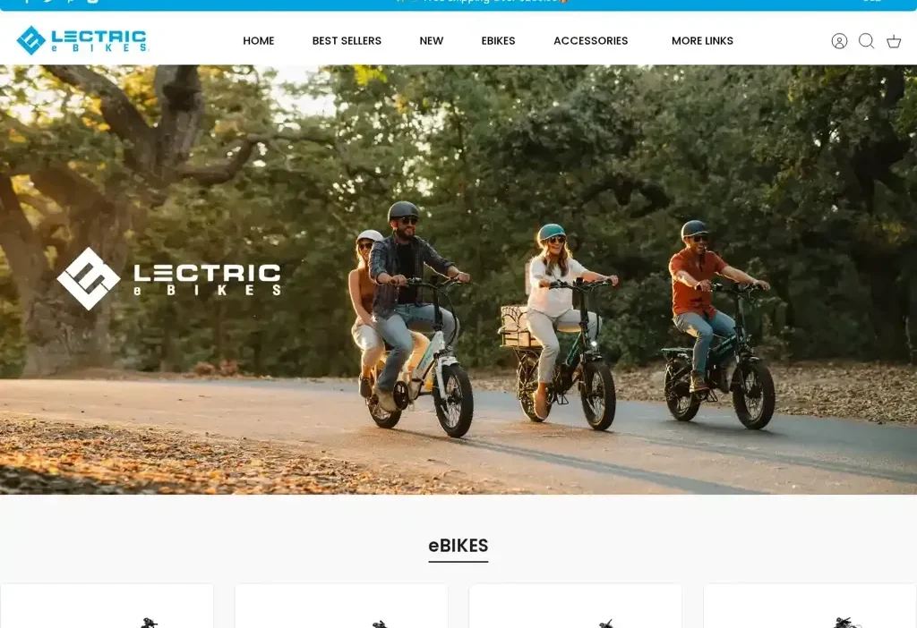 Screenshot of Non-Delivery scam website "Lectricebikesofficialus.com"