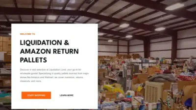 Screenshot of Liquidation scam website "Liquidationandamazonreturnpallets.com"