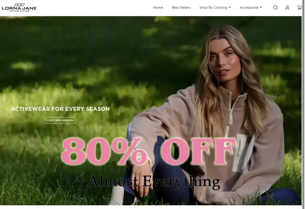 Screenshot of Non-Delivery scam website "Lornajaneactive.com"