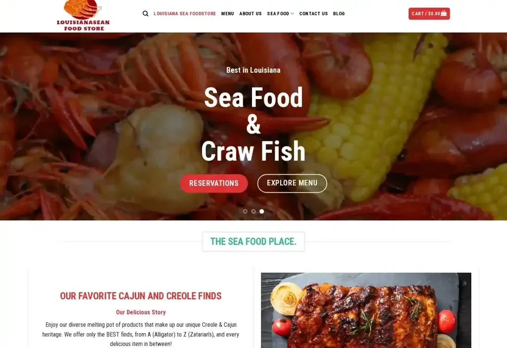 Screenshot of Non-Delivery scam website "Louisianaseafoodsstore.com"