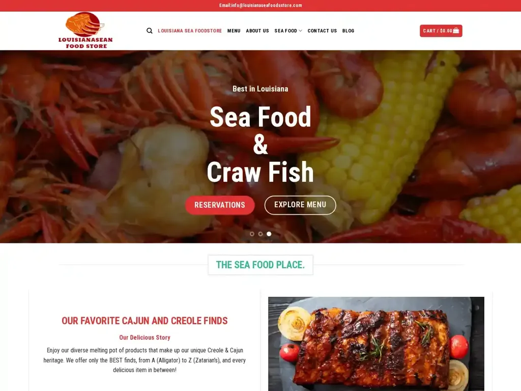 Screenshot of Non-Delivery scam website "Louisiana sea food - louisianaseafoodsstore"
