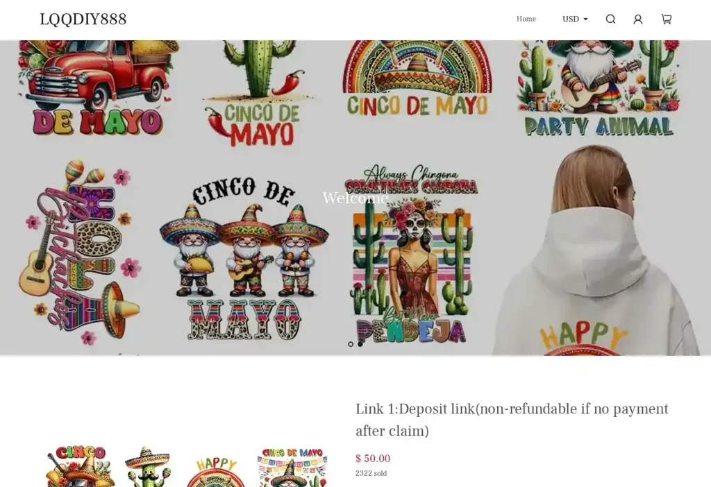 Screenshot of Non-Delivery scam website "Lqqdiy888.com"