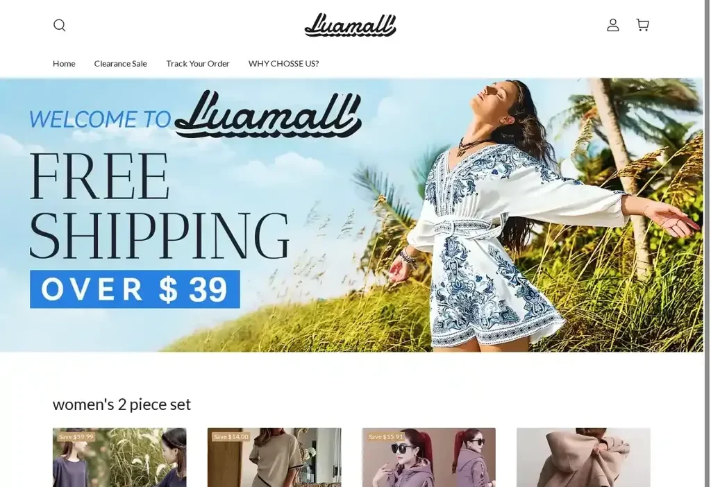 Screenshot of Non-Delivery scam website "Luamall.com"