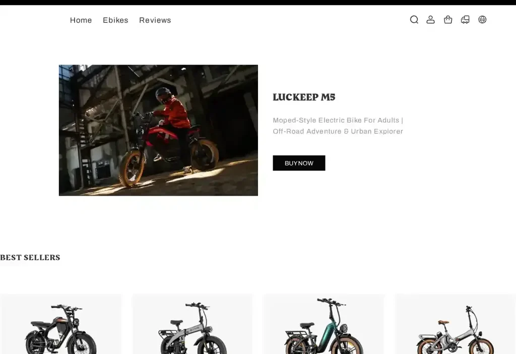 Screenshot of Non-Delivery scam website "Luckebikes.shop"