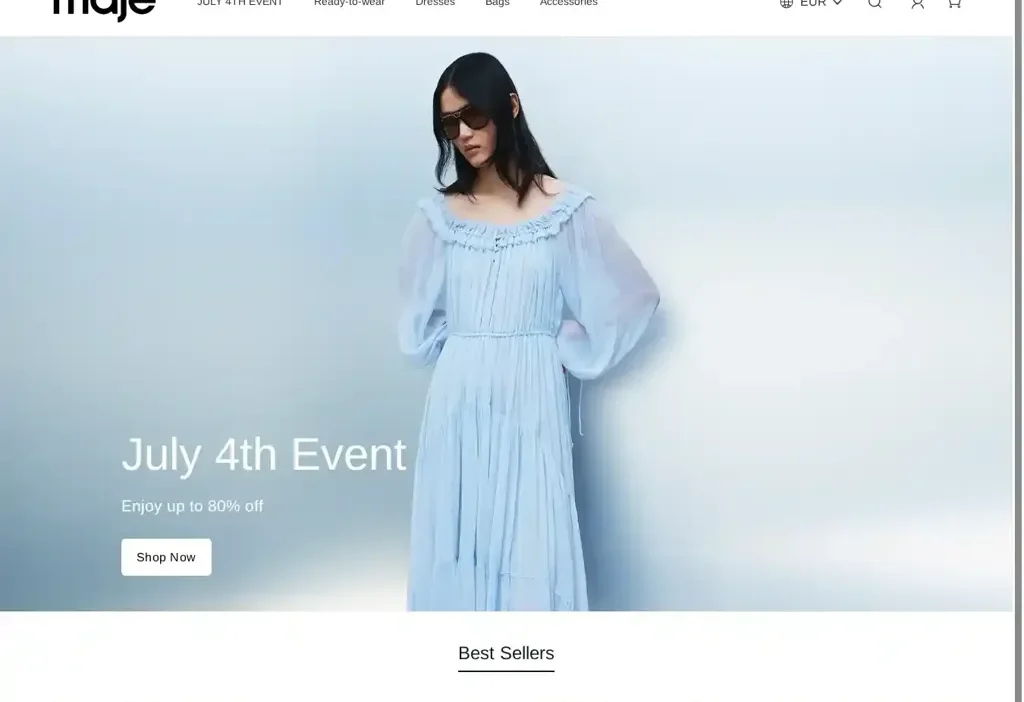 Screenshot of Non-Delivery scam website "Majeshop.com"