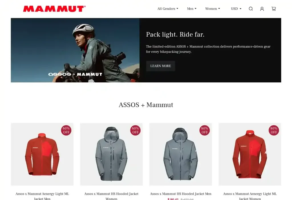 Screenshot of Non-Delivery scam website "Mammutass.shop"