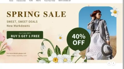 Screenshot of Non-Delivery scam website "Mantally.com"