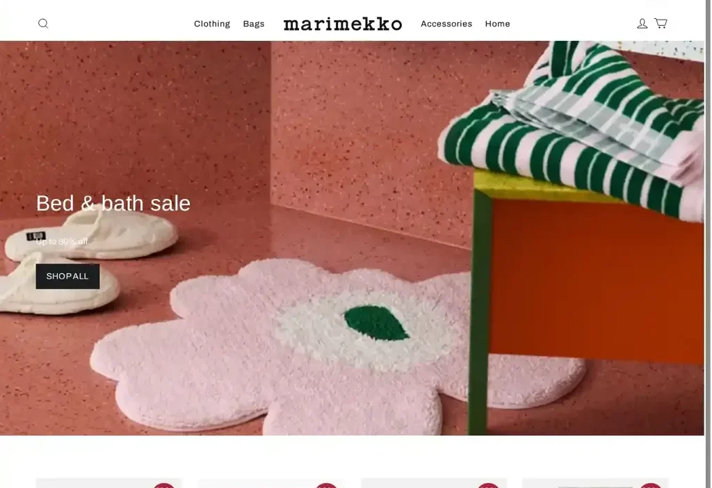 Screenshot of Non-Delivery scam website "Marimekko-sale.com"