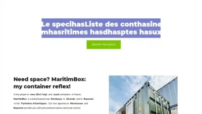 Screenshot of Non-Delivery scam website "Mb-containers.com"