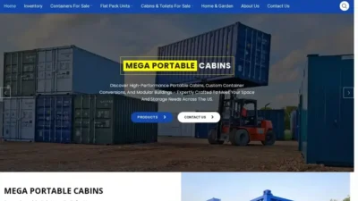 Screenshot of Non-Delivery scam website "Megaportablecabins.com"