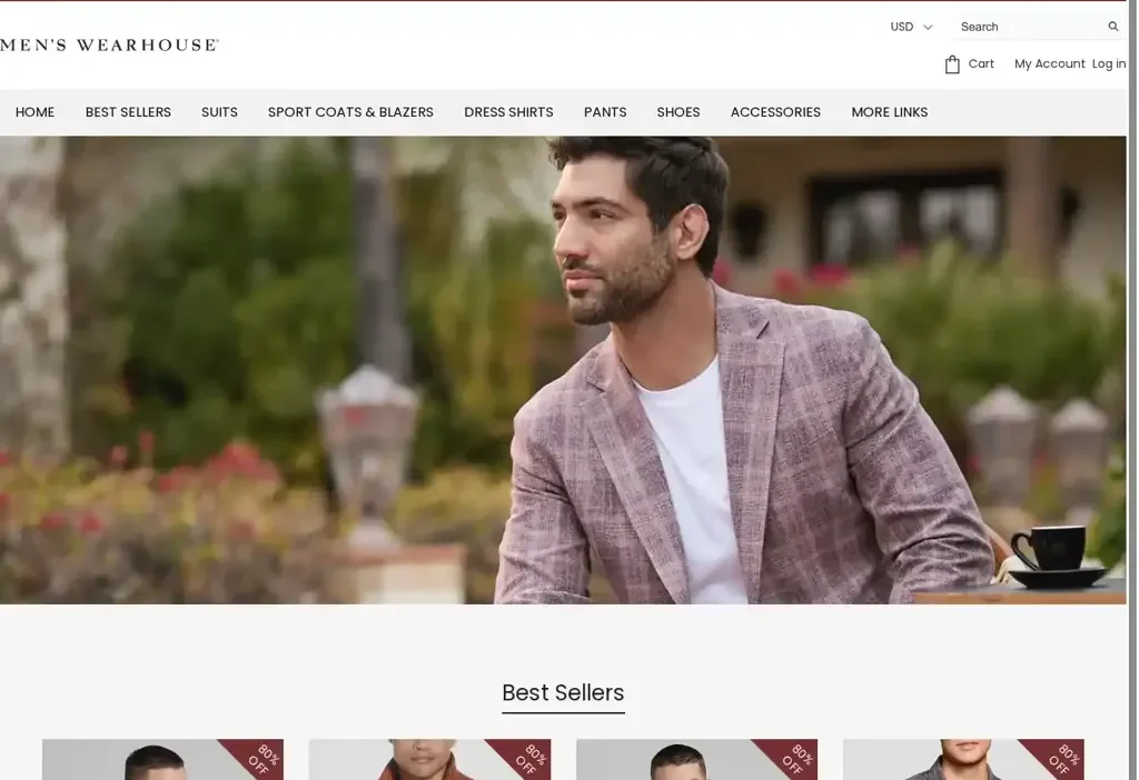 Screenshot of Non-Delivery scam website "Menswearhouseofficial.com"
