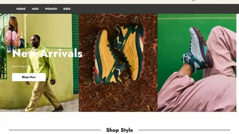 Screenshot of Non-Delivery scam website "Merrellhikingboot.com"