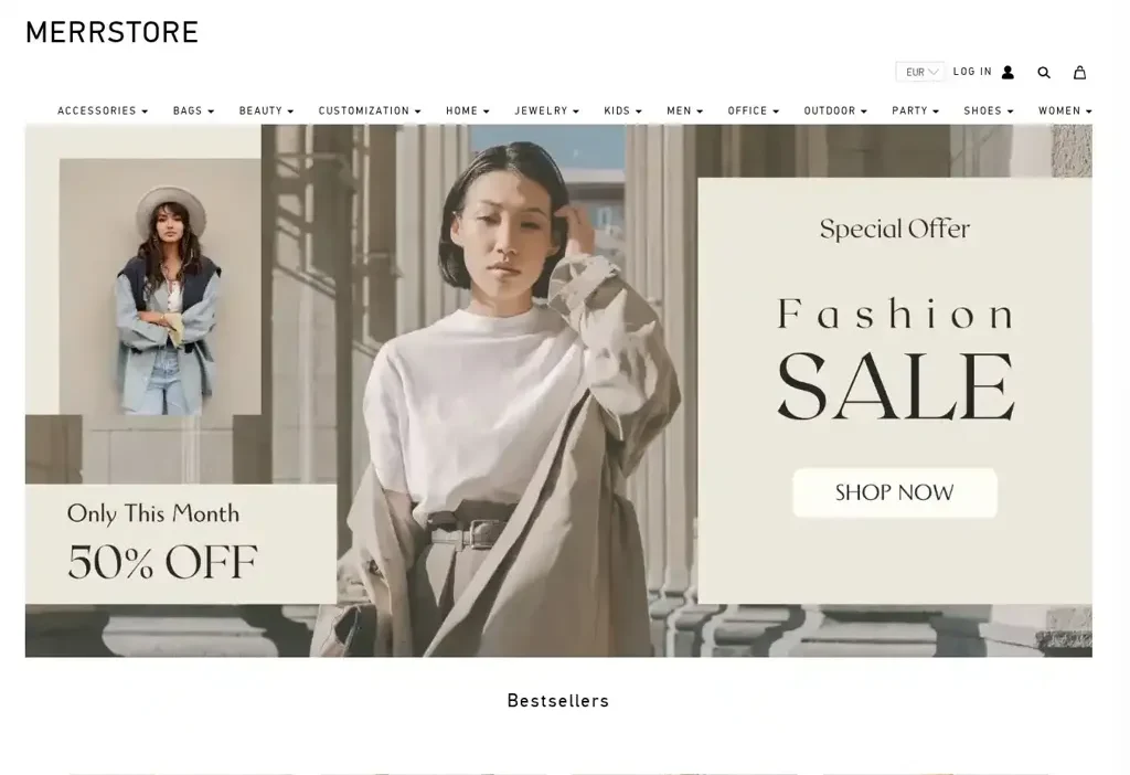 Screenshot of Non-Delivery scam website "Merrstore.com"