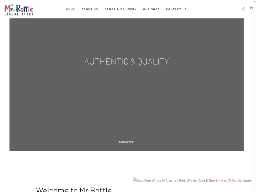 Screenshot of Whisky scam website "Mr Bottle Liquor Store – The Best Liquor Store in Arusha with Quality Spirits, Wines & Beers"