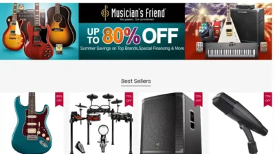 Screenshot of Non-Delivery scam website "Musiciansfriendvipdeals.com"