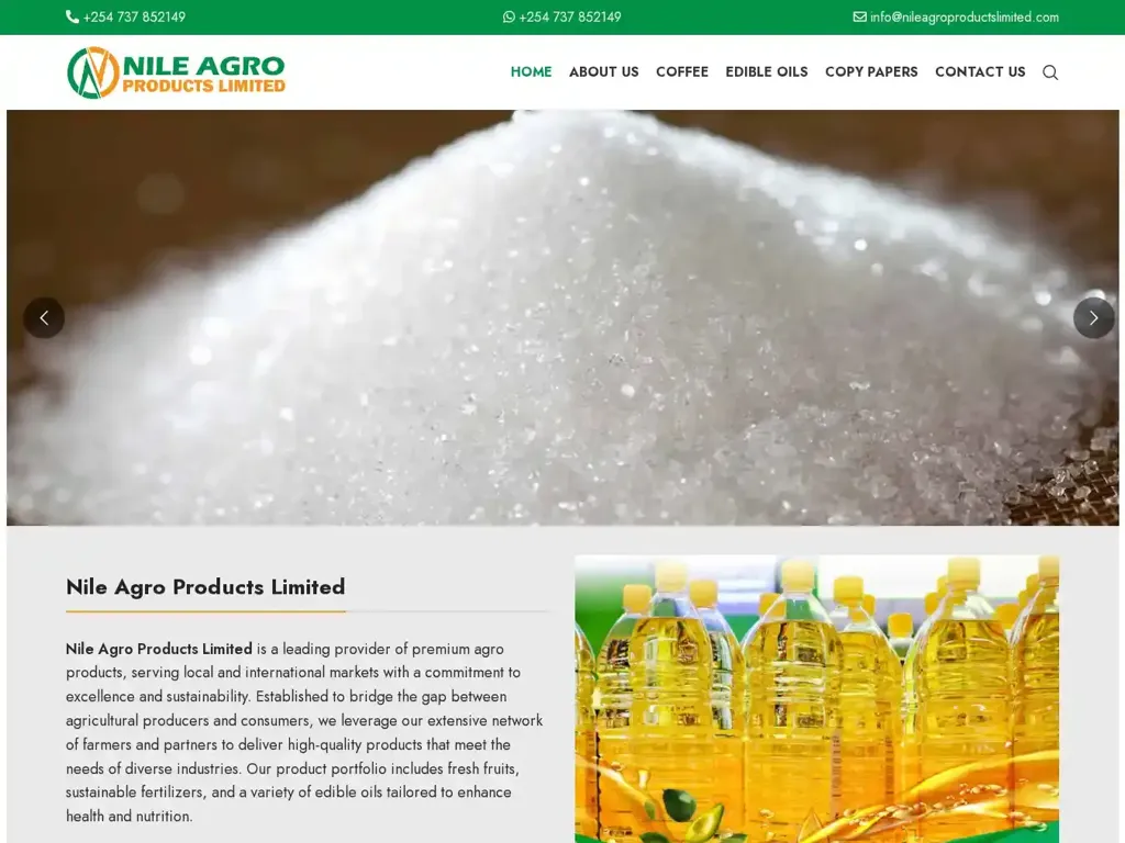 Screenshot of Non-Delivery scam website "Nile Agro Products Limited"