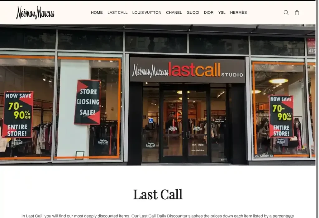 Screenshot of Non-Delivery scam website "Nm-lastcalls.com"