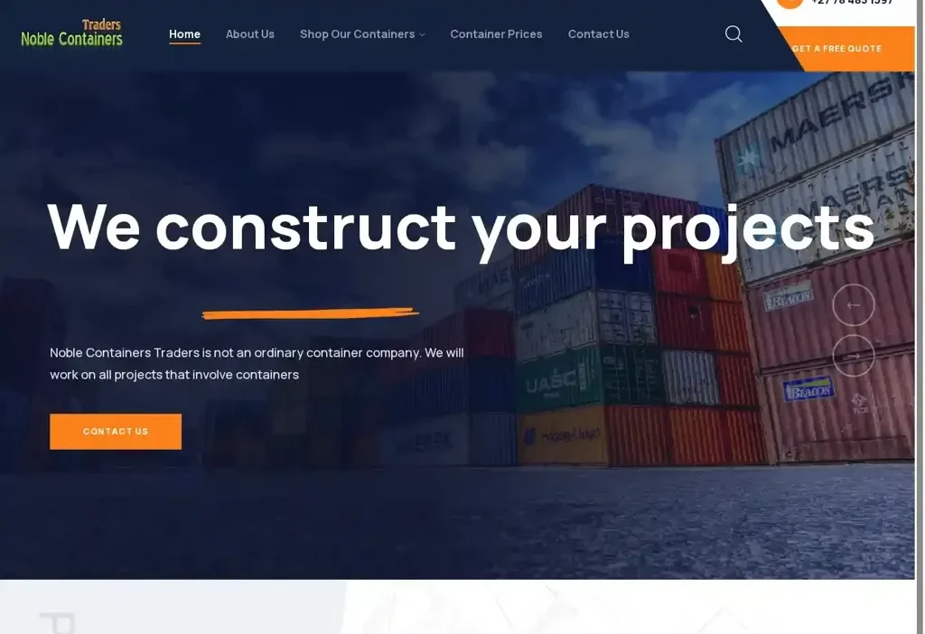 Screenshot of Non-Delivery scam website "Noblecontainerstraders.com"