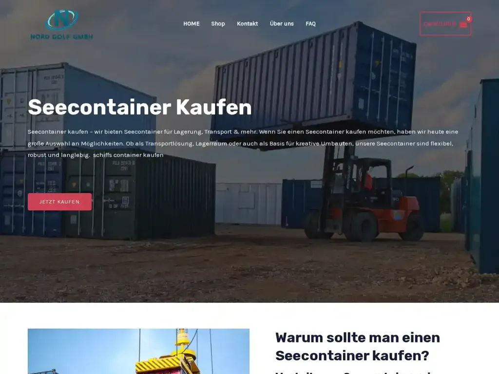 Screenshot of Non-Delivery scam website "Seecontainer kaufen – Neue & gebrauchte Container günstig online"