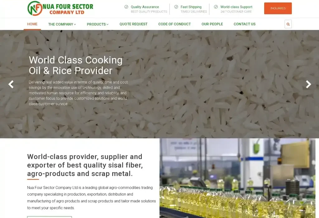 Screenshot of Non-Delivery scam website "Nuafoursectorcompanyltd.com"