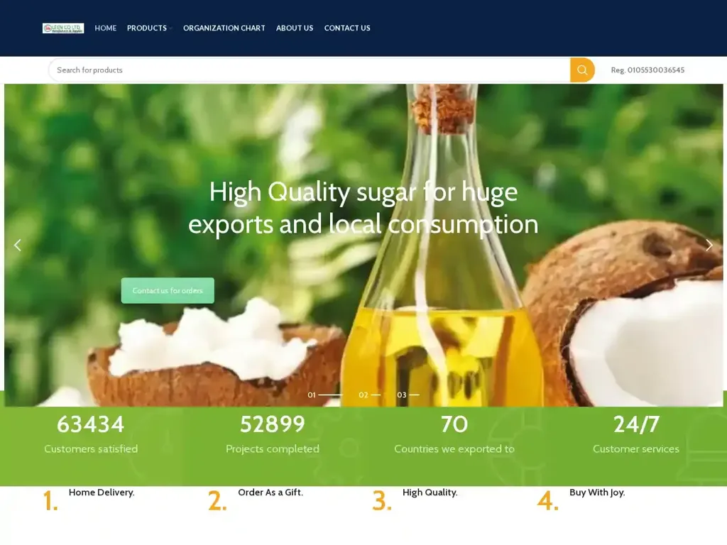 Screenshot of Non-Delivery scam website "Oleen co ltd – refined edible oil for exports and for sale"