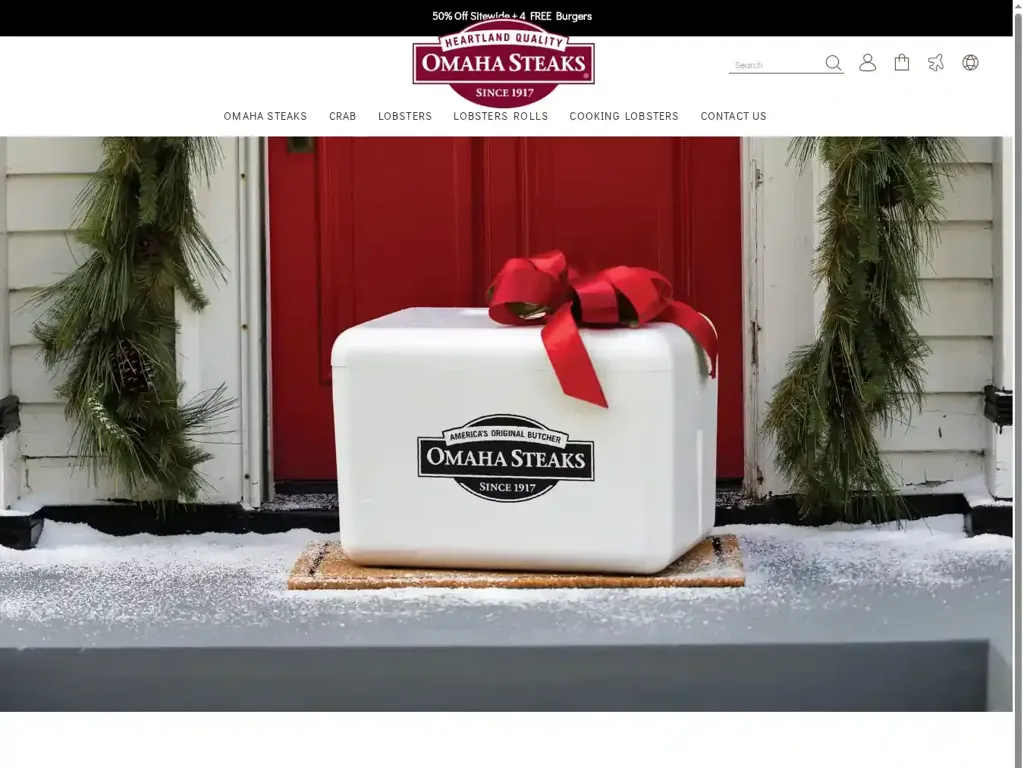 Screenshot of Non-Delivery scam website "Omaha Steaks® Official Site"