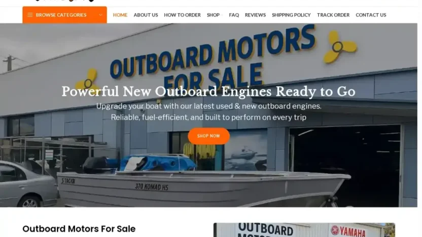 Screenshot of Non-Delivery scam website "Outboardmotorforsale.com"