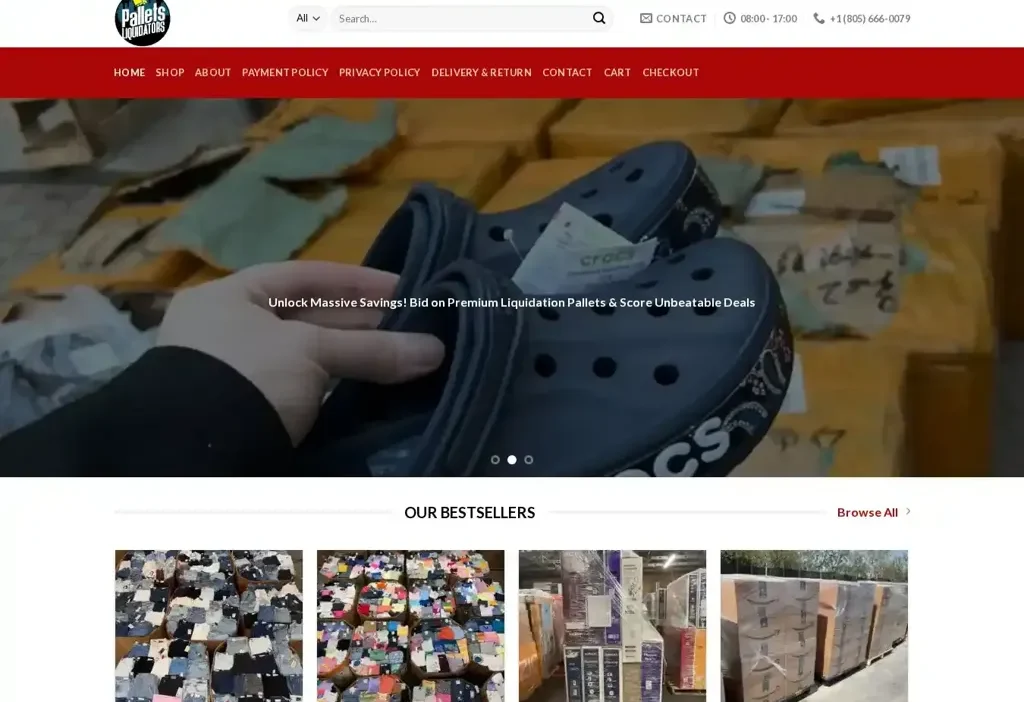 Screenshot of Liquidation scam website "Palletliquidationauctions.com"