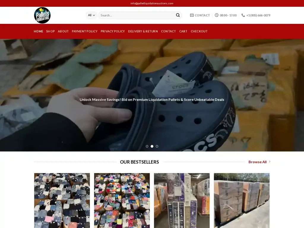 Screenshot of Liquidation scam website "palletliquidationauctions.com"