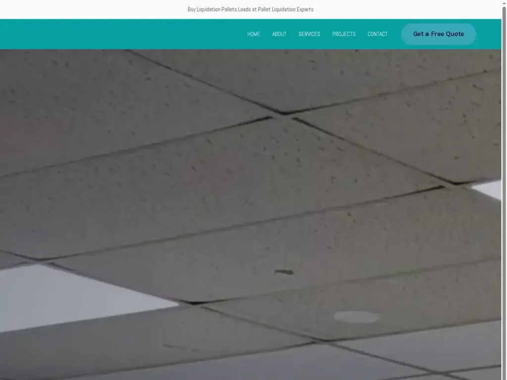 Screenshot of Liquidation scam website "Home - Pallet Liquidation Experts"