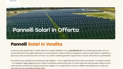 Screenshot of Non-Delivery scam website "Pannellisolari.net"