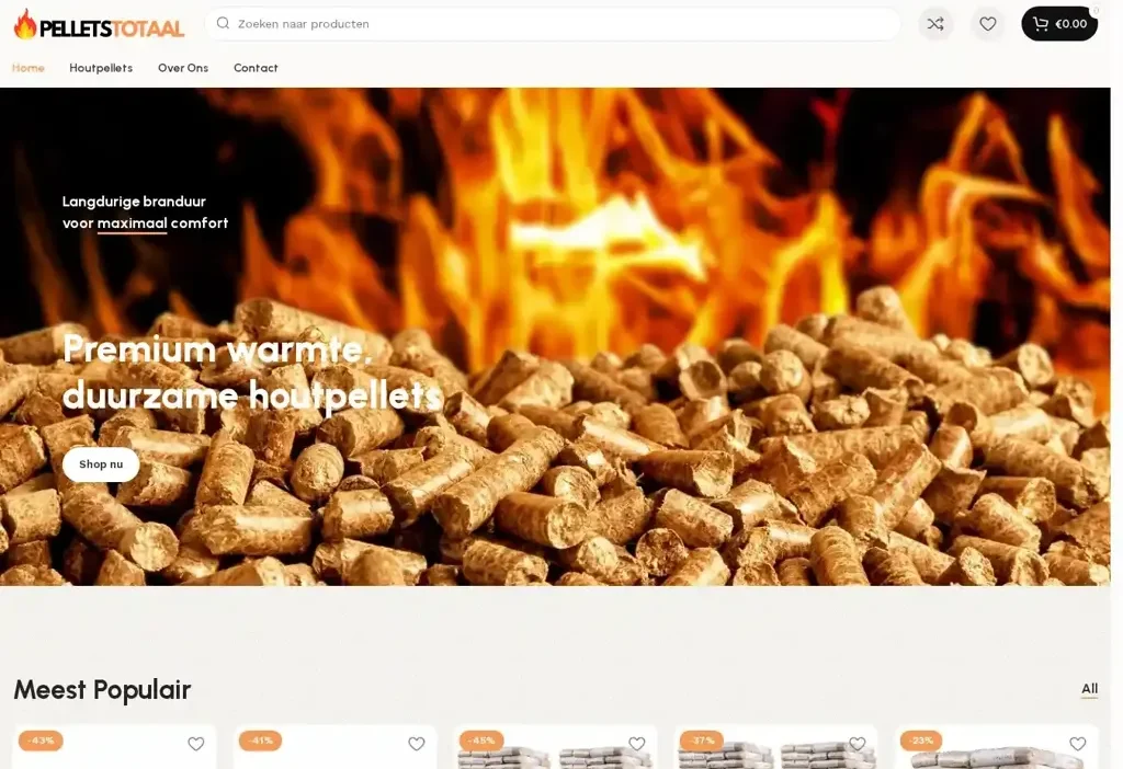 Screenshot of Non-Delivery scam website "Pelletstotaal.com"
