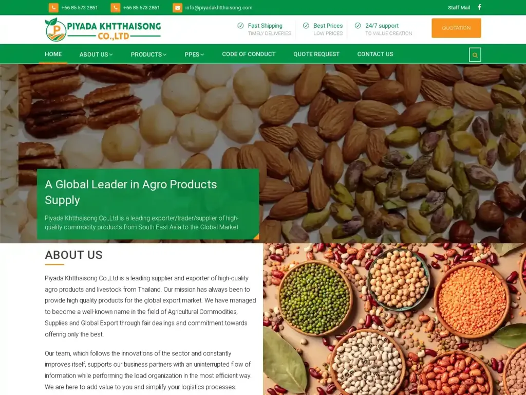 Screenshot of Non-Delivery scam website "Piyada Khtthaisong Co.,Ltd"