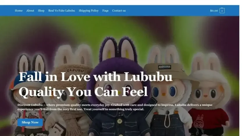 Screenshot of Non-Delivery scam website "Popsmartlabubu.com"