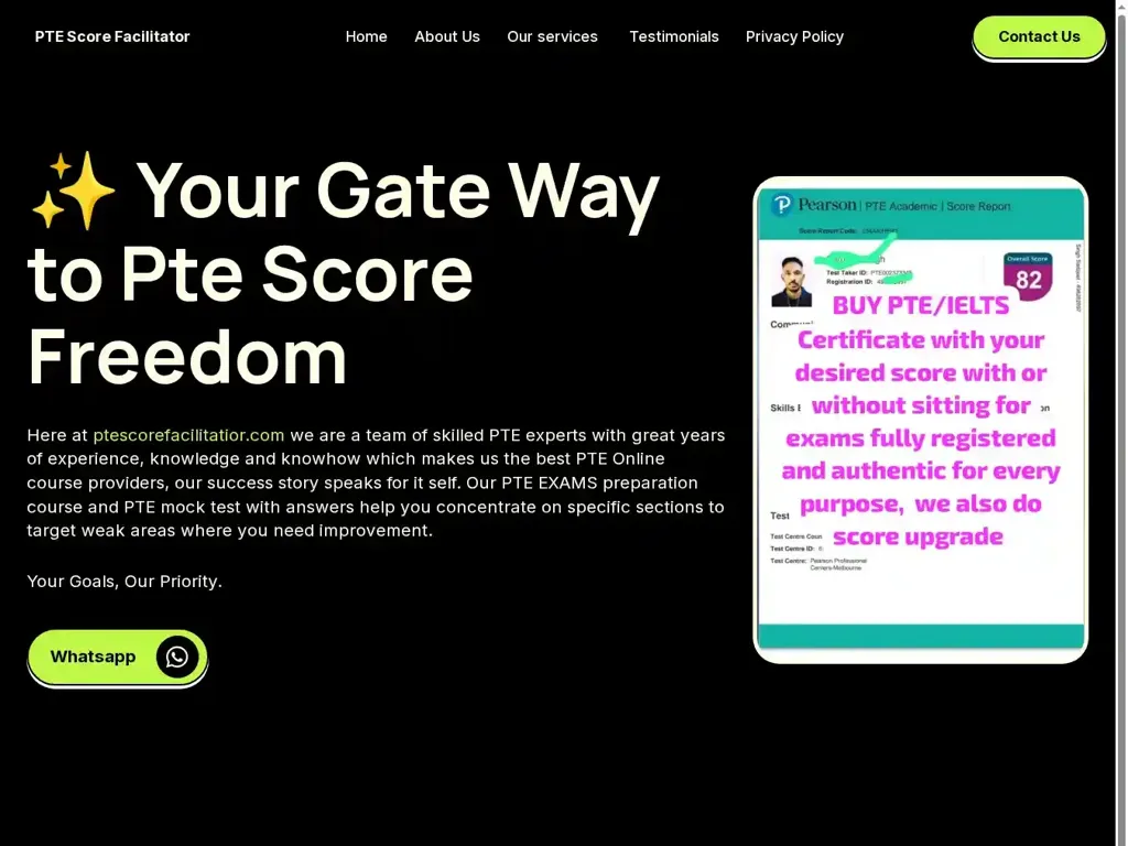 Screenshot of Non-Delivery scam website "Home"