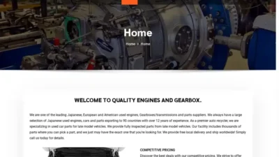 Screenshot of Non-Delivery scam website "Qualityenginesandgearbox.com"